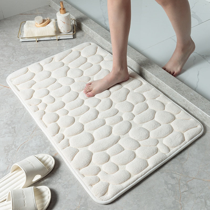 Cobblestone Embossed Bathroom Bath Mat Non-slip Carpets In Wash Basin –  litopia-nest